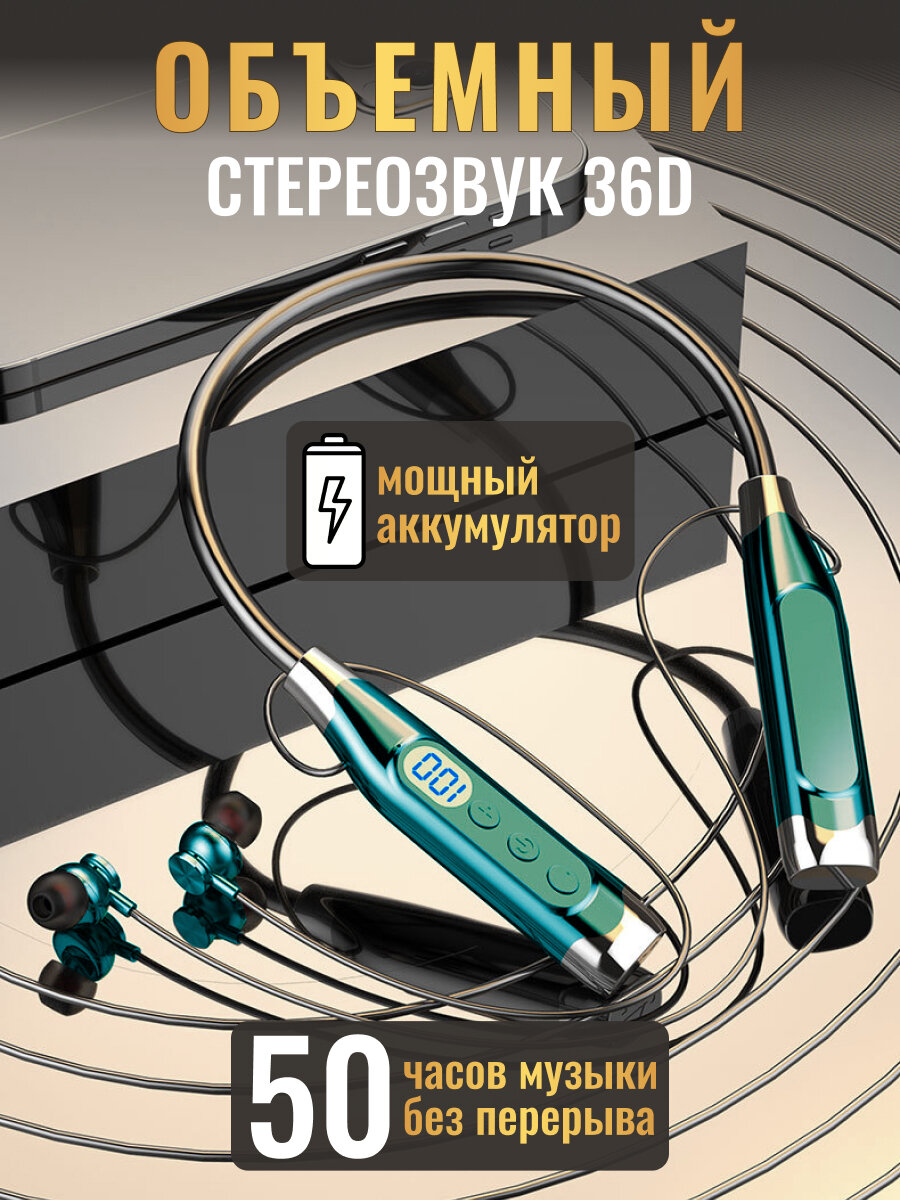 Наушники беспроводные блютуз с микрофоном спортивные для бега на шею (WI розовые)