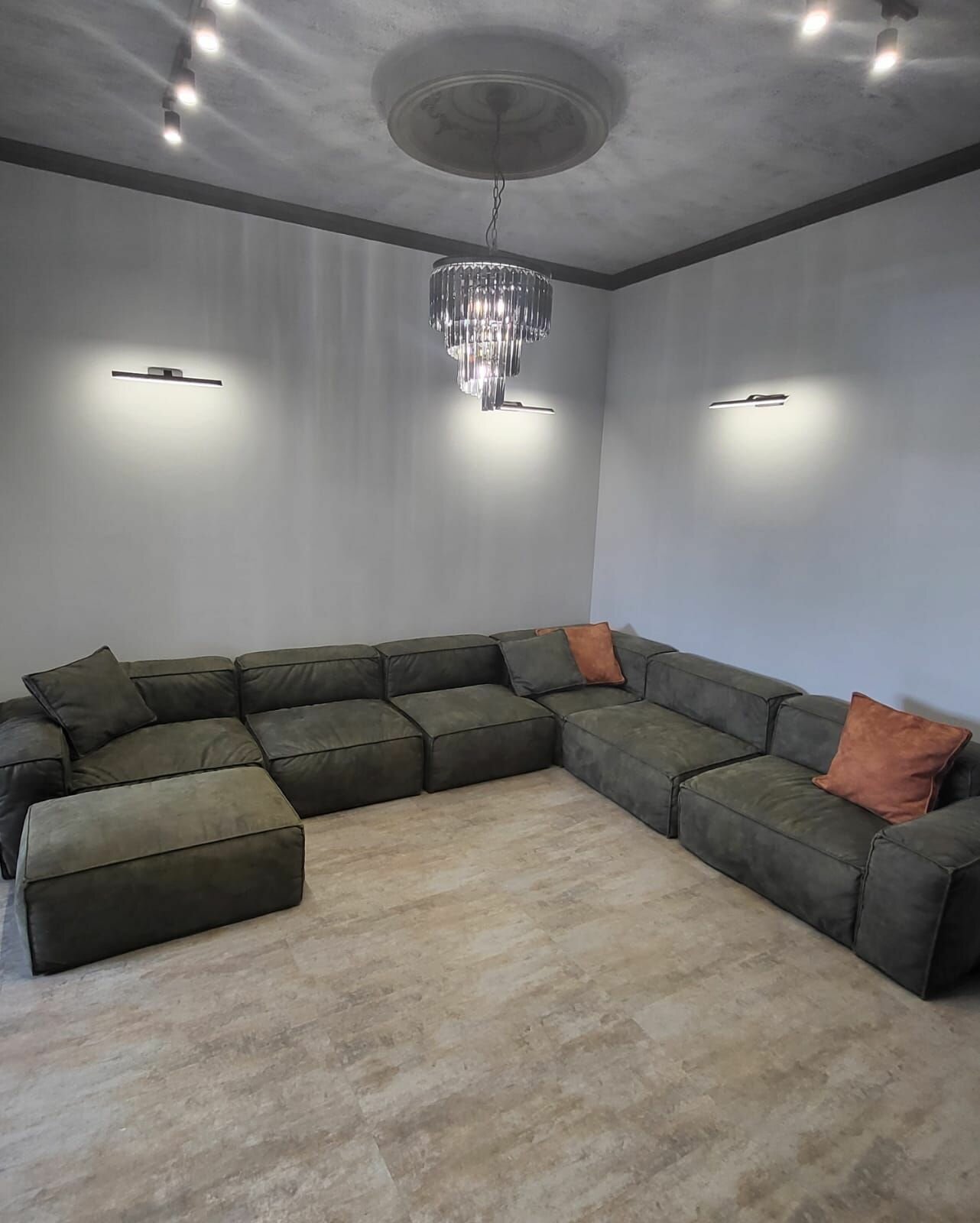 в стиле loft, диван модульный, угловой NORD, ш310/406*г96*в68 с приставным пуфом 68*96