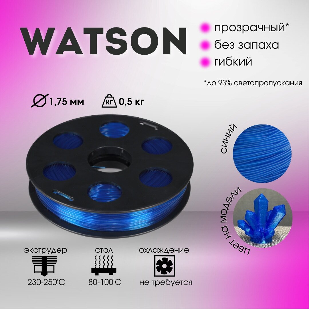 Watson пластик BestFilament, 1.75 мм, розовый, 500 г