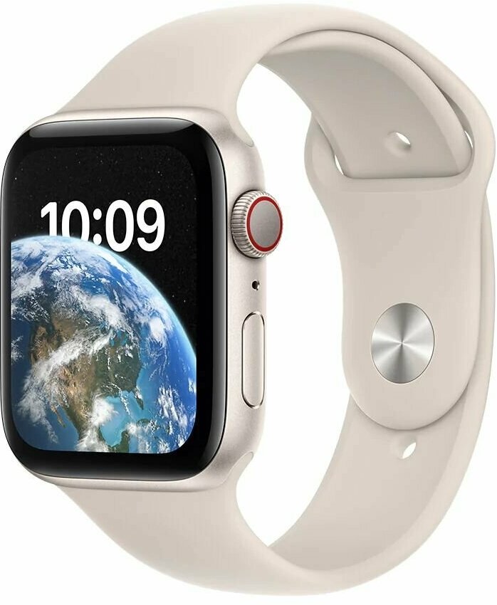Смарт-часы Apple Watch Series SE 2022 (2GEN) 44mm Starlight Aluminum Case with Starlight Sport Band (Сияющая звезда), с ремешком M/L
