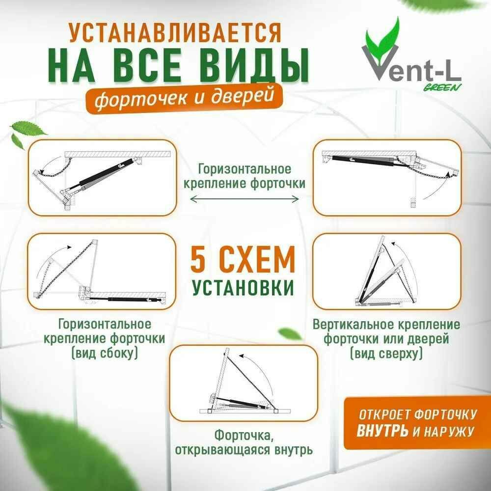 Автомат на форточку и дверь до 100 кг усиленный для проветривания теплицы Vent Л/TN001