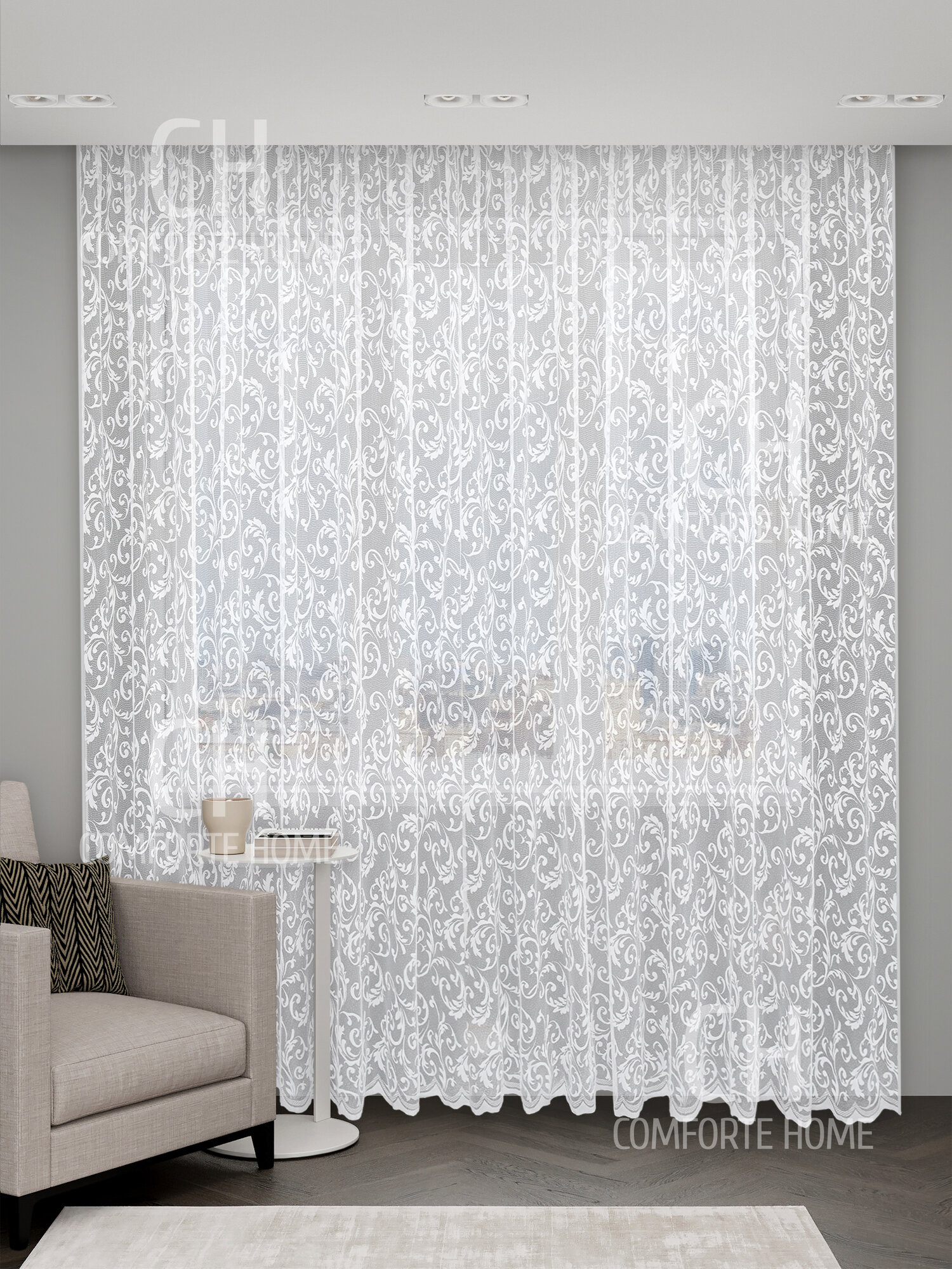 Тюль сетка Вензель для гостиной, спальни, детской и кухни 240*300