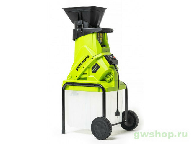 Измельчитель садовый электрический GREENWORKS, 220 В, 2800 Вт с контейнером