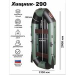 Гребная Турист-Уфа Надувная ПВХ лодка Хищник-200 синий/серый - Изображение 1