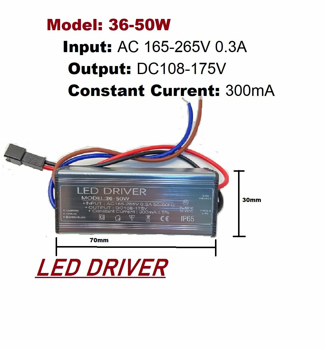 LED Driver Светодиодный драйвер 36-50x1w 300mA