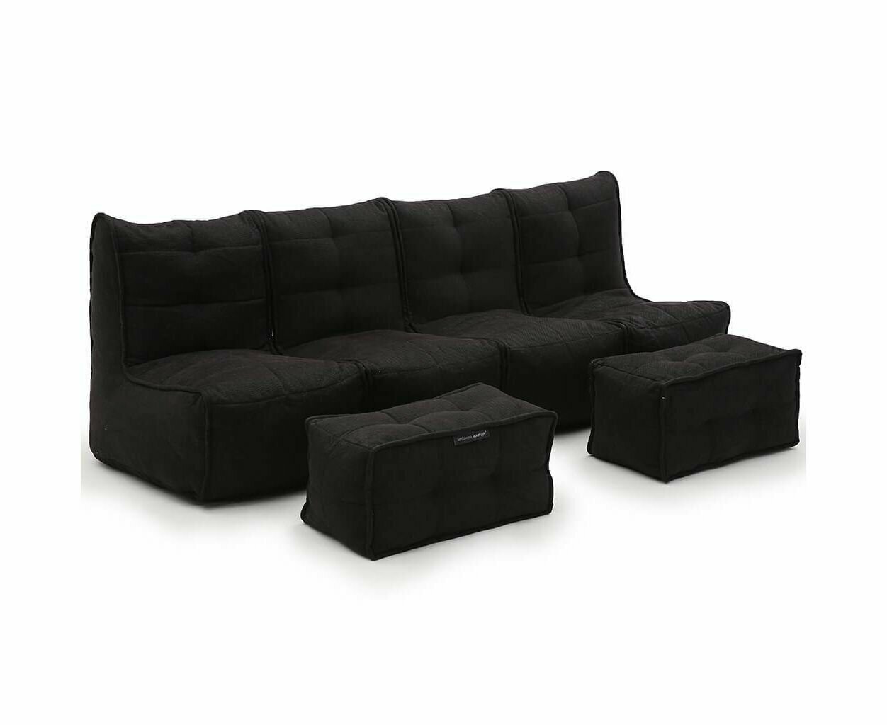 Ambient Lounge Бескаркасный модульный диван-трансформер с оттоманкой Mod4 Quad Couch - Keystone Grey (Sofa Weave) - узкий прямой диван со съемным чехлом для дома, дачи, офиса