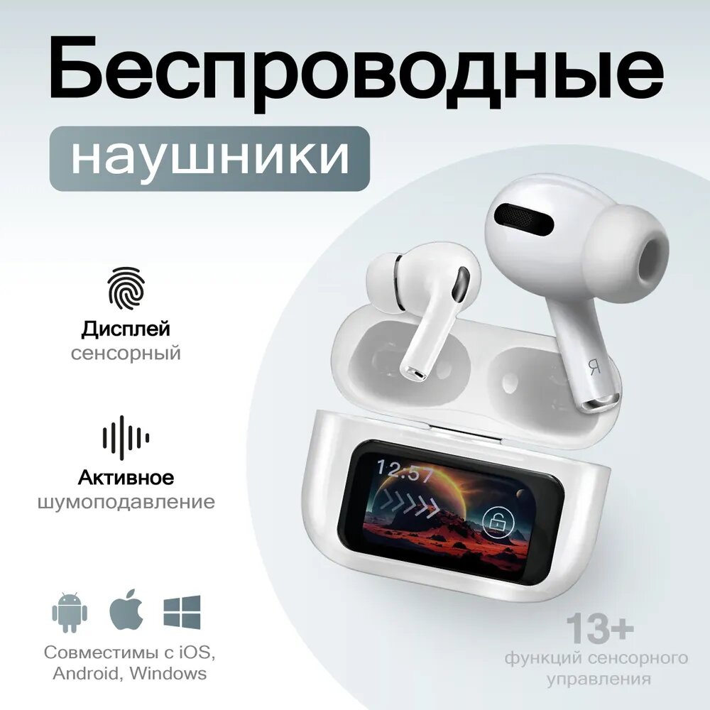 Беспроводные наушники с экраном в стиле Air Pods Pro 2 / Блютуз наушники Про 2 с экраном
