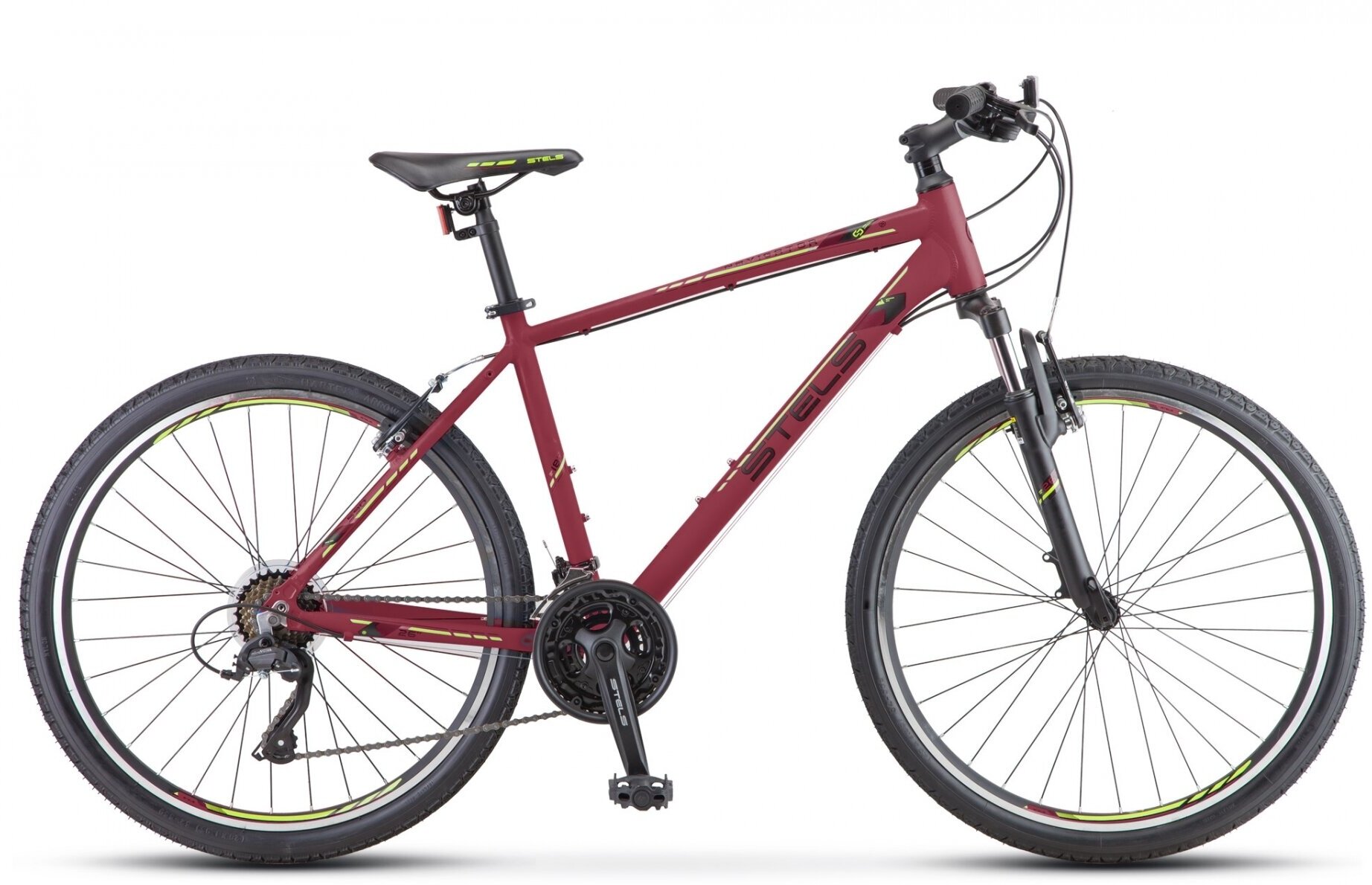 Велосипед горный STELS NAVIGATOR 590 V (26"), рама 18 бордовый/салатовый