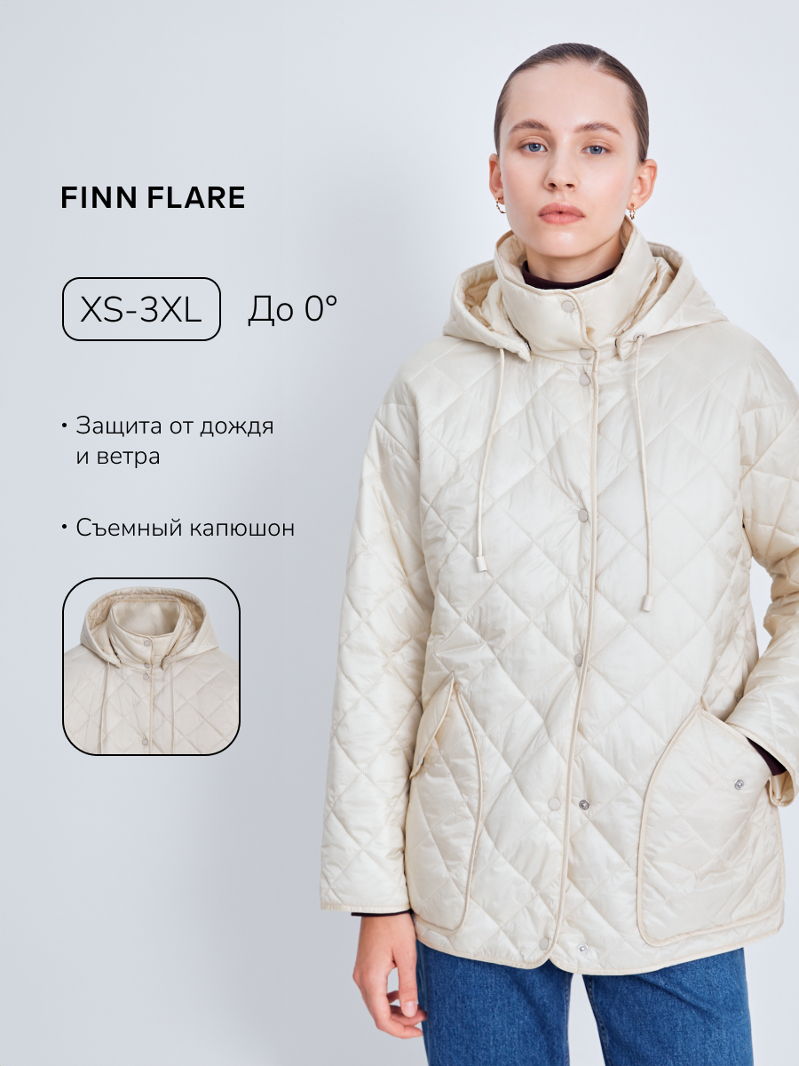 FINN FLARE Куртка женская демисезонная стеганая стеганная молочного цвета размер L (48)