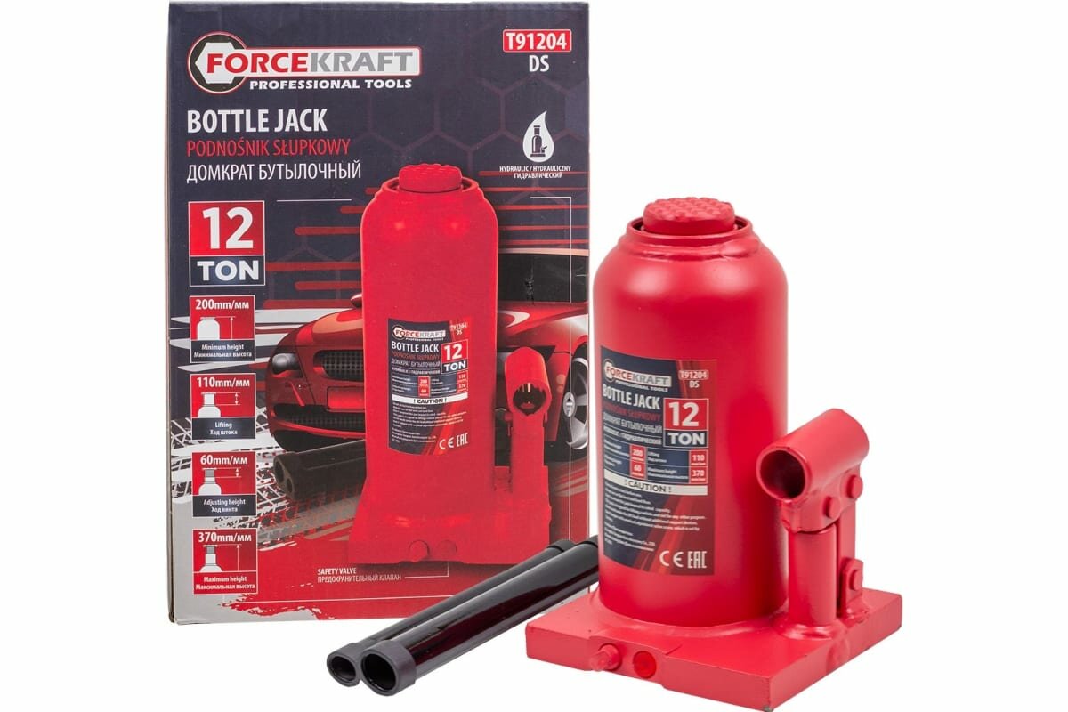 Домкрат ForceKraft бутылочный, 20т