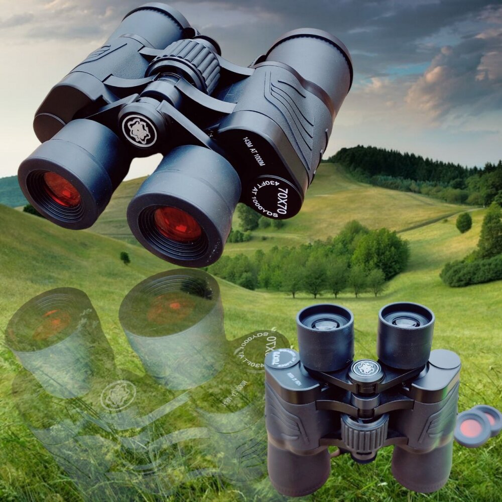 Water Proof Binoculars 70х70 в чехле, бинокль туристический, охотничий, военный, для любителей активного отдыха, мощный профессиональный, путешествия, туризм, охота, черный
