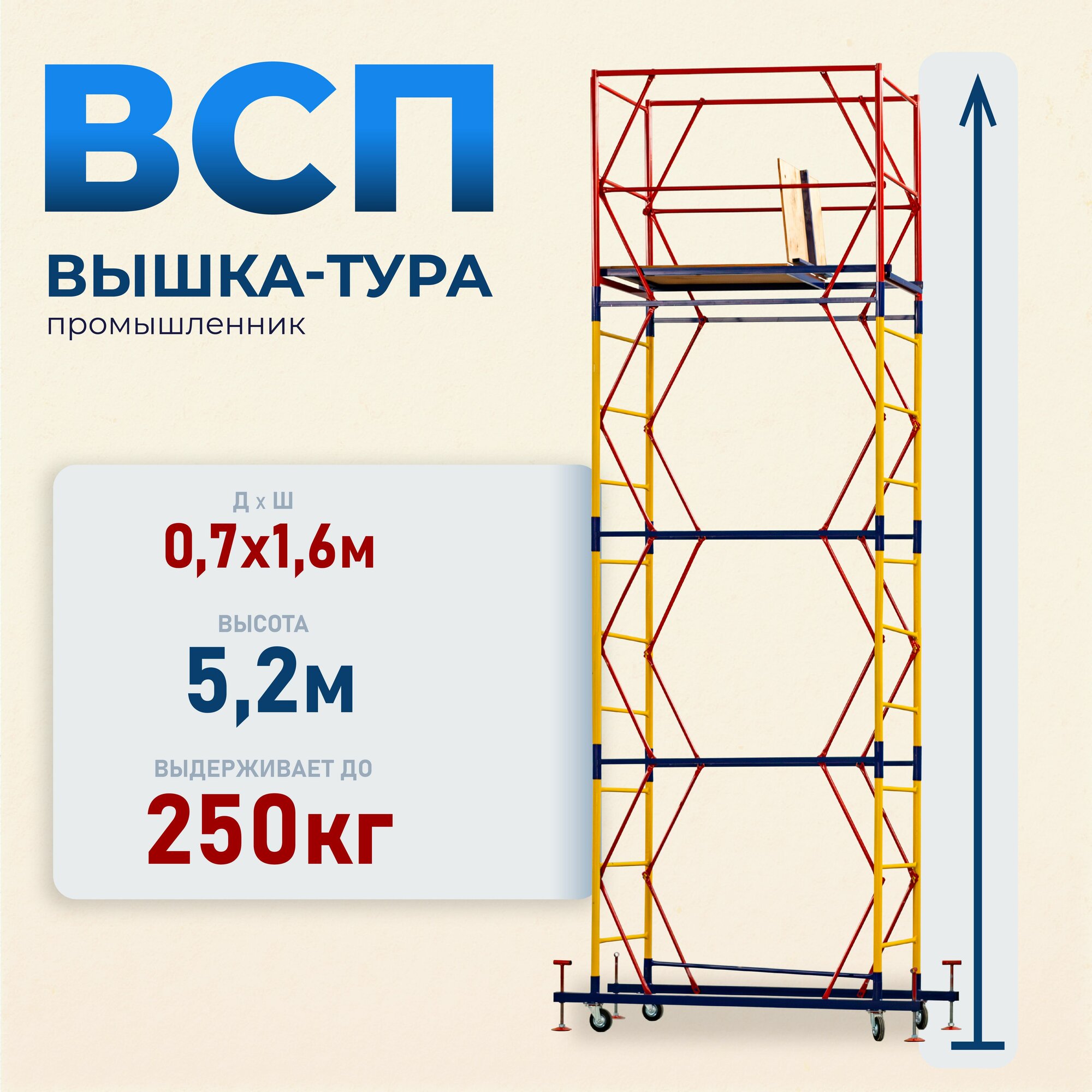 Вышка-тура Промышленник ВСП 0.7х1.6, 5.2м