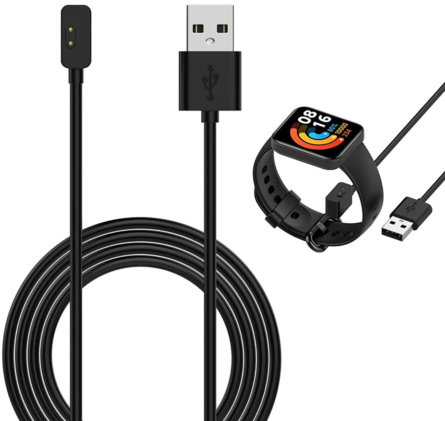Pastila Зарядное устройство на умные смарт часы Xiaomi Redmi Watch 2 и Mi Band 7 Pro / Быстрая USB зарядка для браслета Сяоми Редми Вотч 2 и Ми Бэнд 7 Про