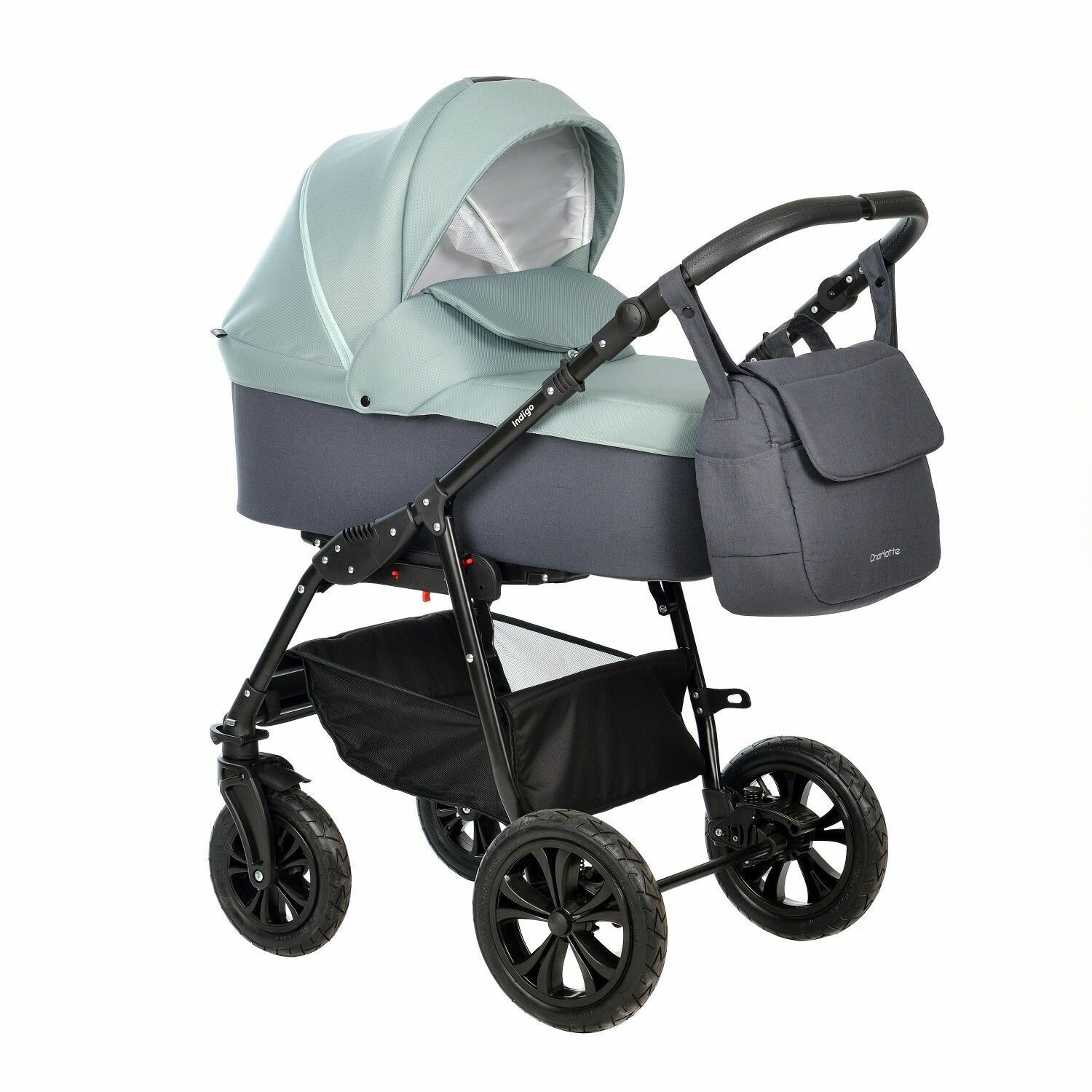 Коляска 2в1 Indigo CHARLOTTE Sity 02 т. серый+шалфей