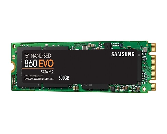 SSD накопитель M.2 500GB Samsung 860 EVO (R550/W520Mb/s, V-NAND, SATA 6Gb/s, 2280) (MZ-N6E500BW)