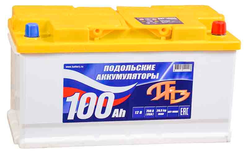 Павловский автобусный завод Аккумулятор автомобильный ПАЗ Подольские Аккумуляторы 100 А/ч 810 А обр. пол. Евро авто (353x175x190)