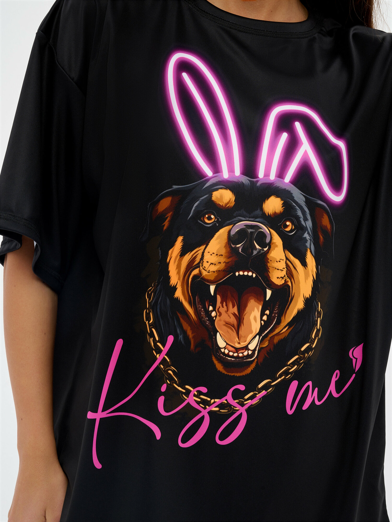 Fide Футболка оверсайз Bona Fashion: OVERSIZE T-shirt "Dangerous Kiss", one size