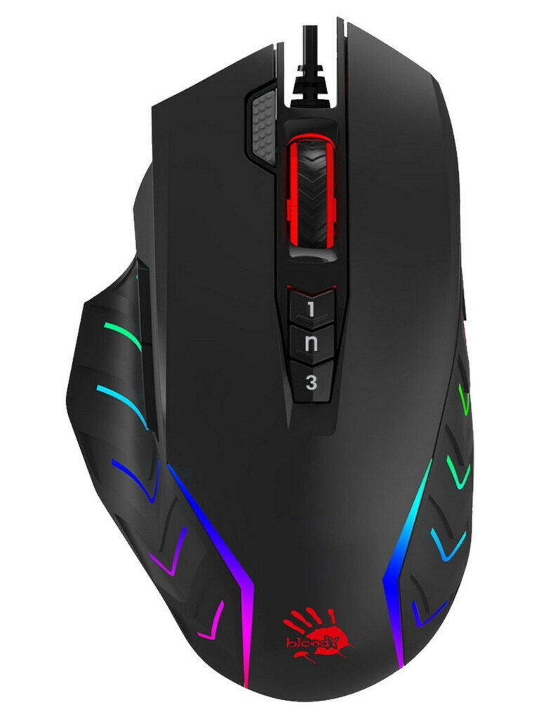 Мышь A4TECH Bloody J95s, игровая, оптическая, проводная, USB, черный [j95s stone black activated]