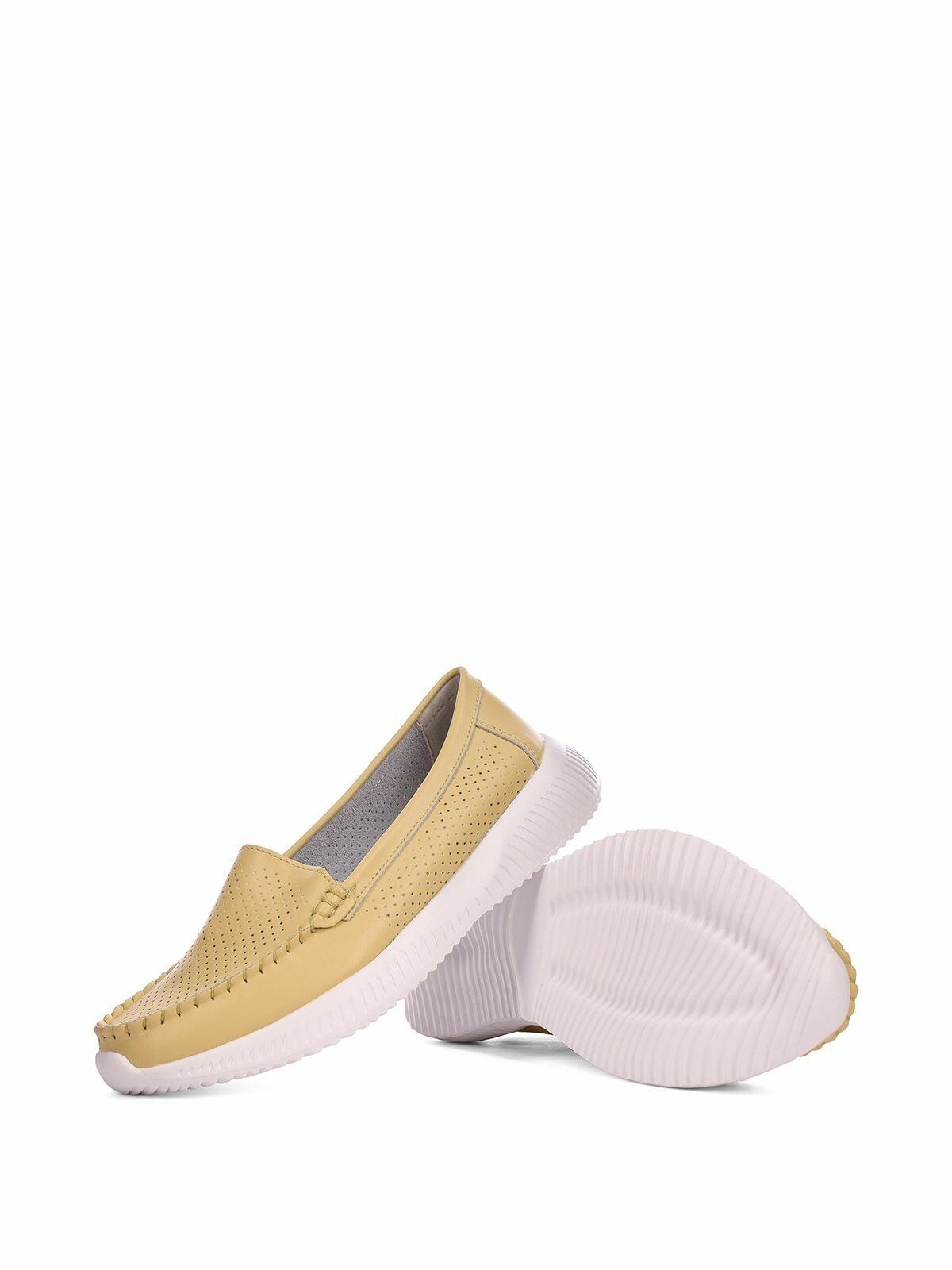 Желтые женские кожаные туфли мокасины без каблука Marisetta 40-41WA-091V
