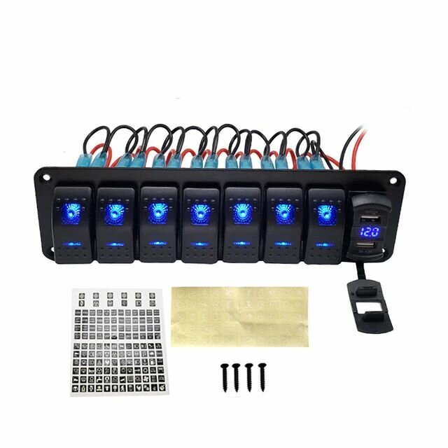 Клавиши в катер с USB розеткой (7 кнопок)