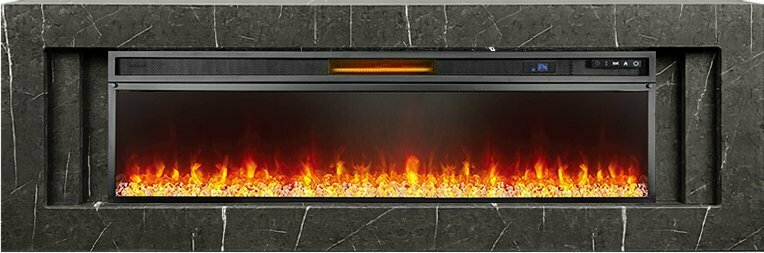 Flame Электрокамин RoyalFlame Line 60 серый мрамор с очагом Vision 60 LED, обогрев, пульт ДУ