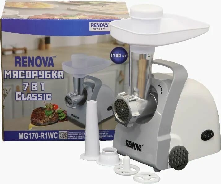 Мясорубка электрическая 1700Вт RENOVA MG170-R1WC с реверсом
