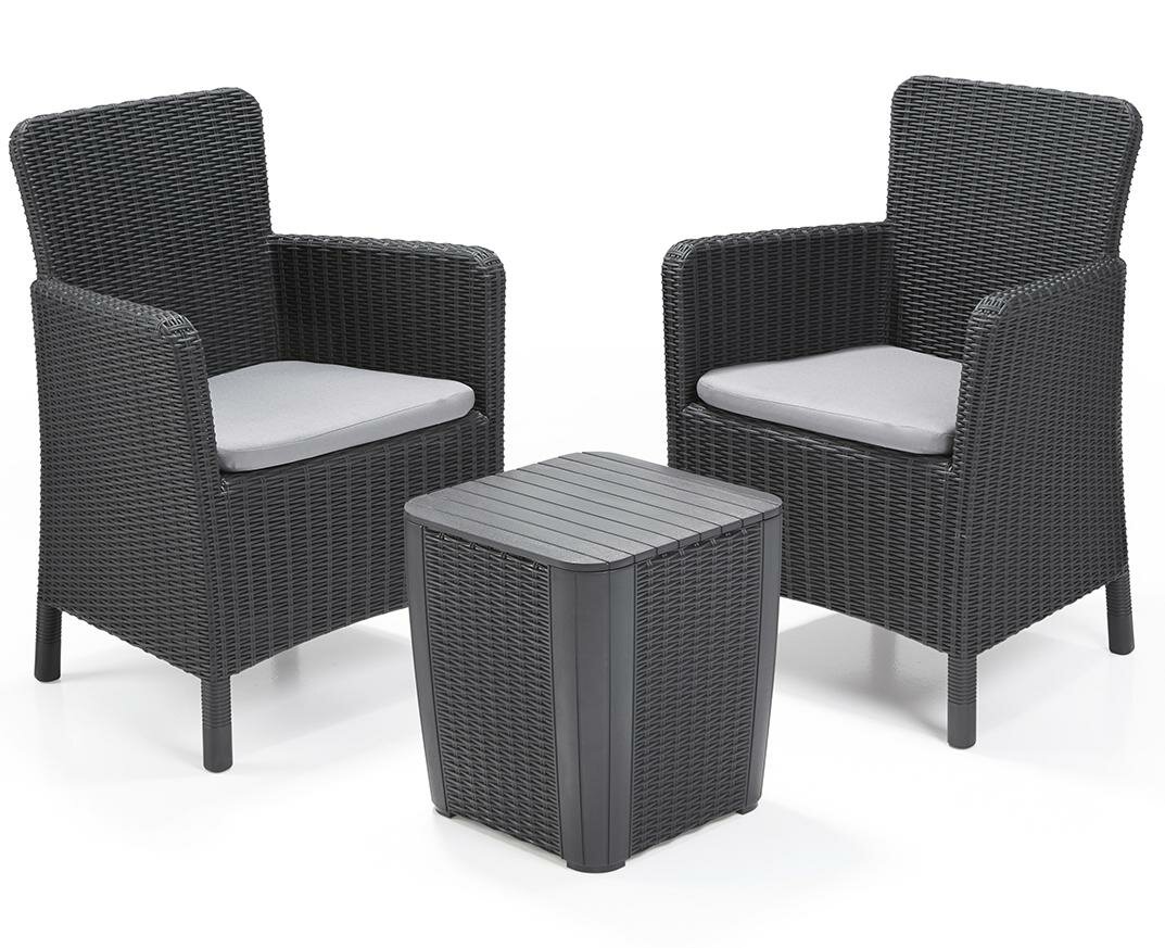 Комплект мебели Keter Trenton Balcony with Round wicker table (графит) (17204380)