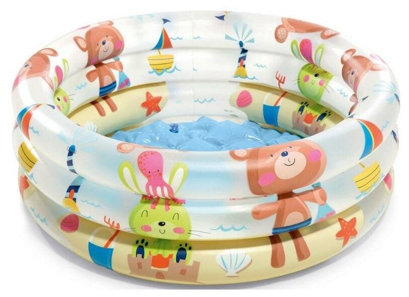 Бассейн надувной детский INTEX Beach Buddies Pool (Зверята на пляже), 1-3 года, 61x22см