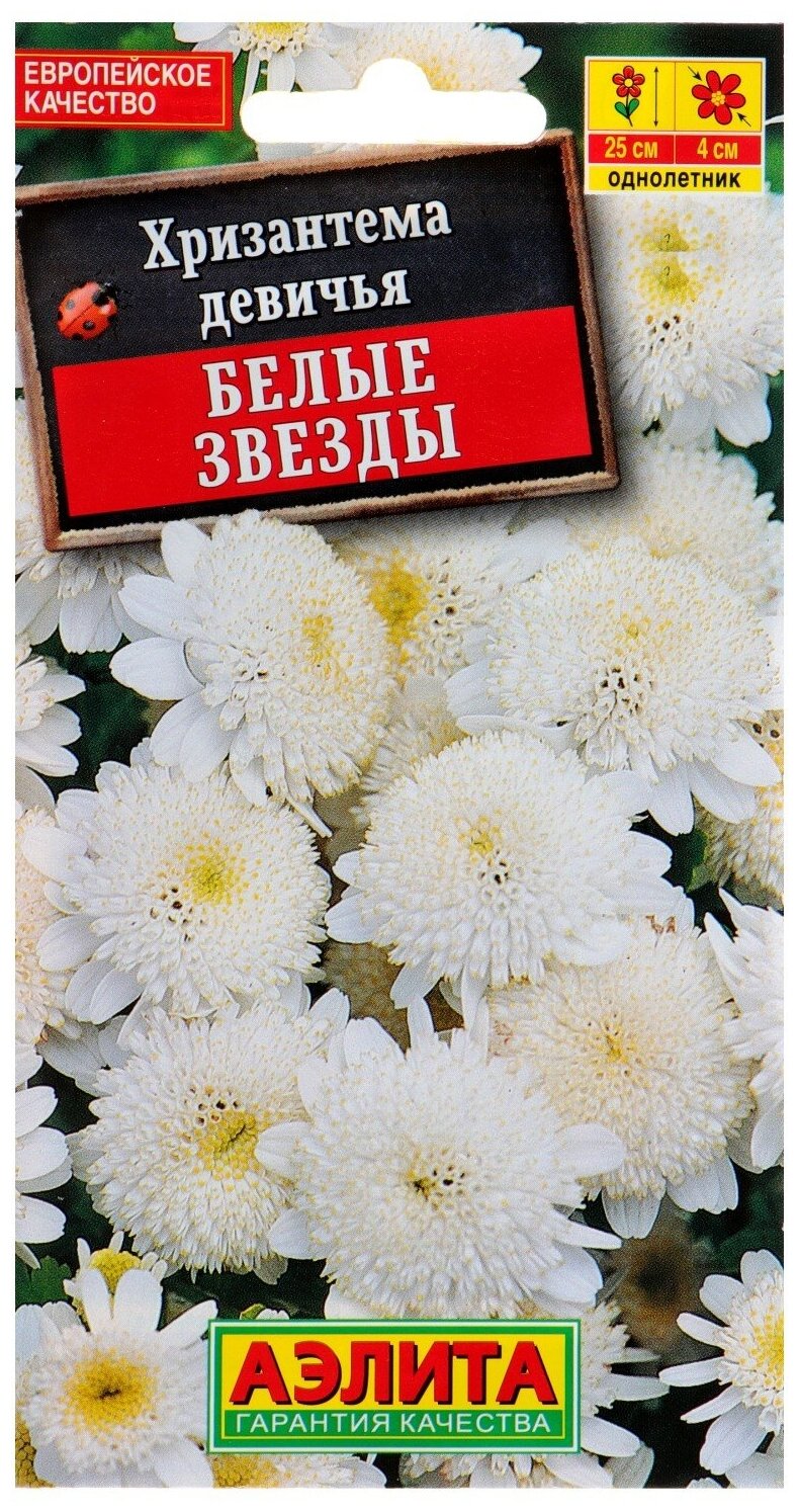 Агрофирма АЭЛИТА Семена цветов Хризантема девичья "Белые Звезды". О, 0,1 г