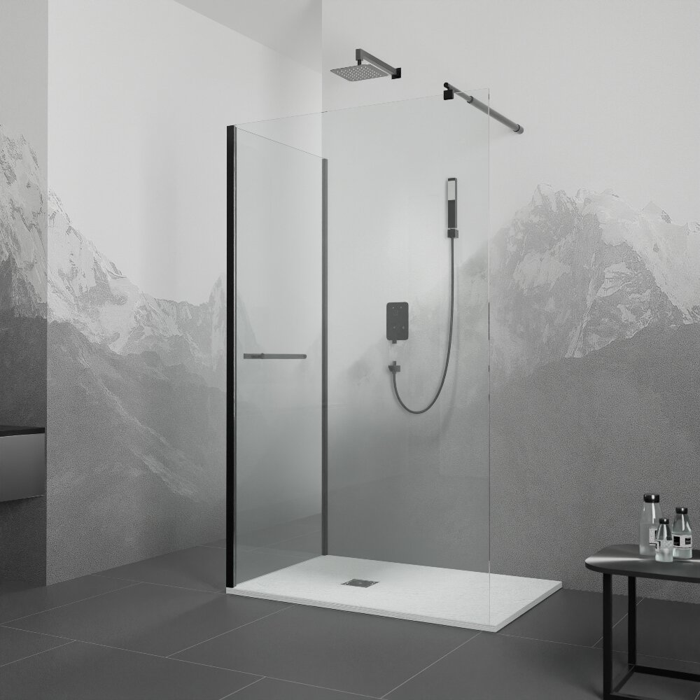 Душевой уголок RGW Walk In 100x80 WA-005-1B стекло прозрачное, профиль черный