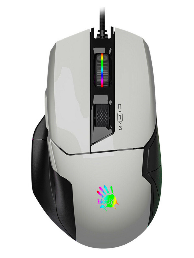 Мышь A4TECH Bloody W70 Max, игровая, оптическая, проводная, USB, белый и черный [w70 max ( panda white)]