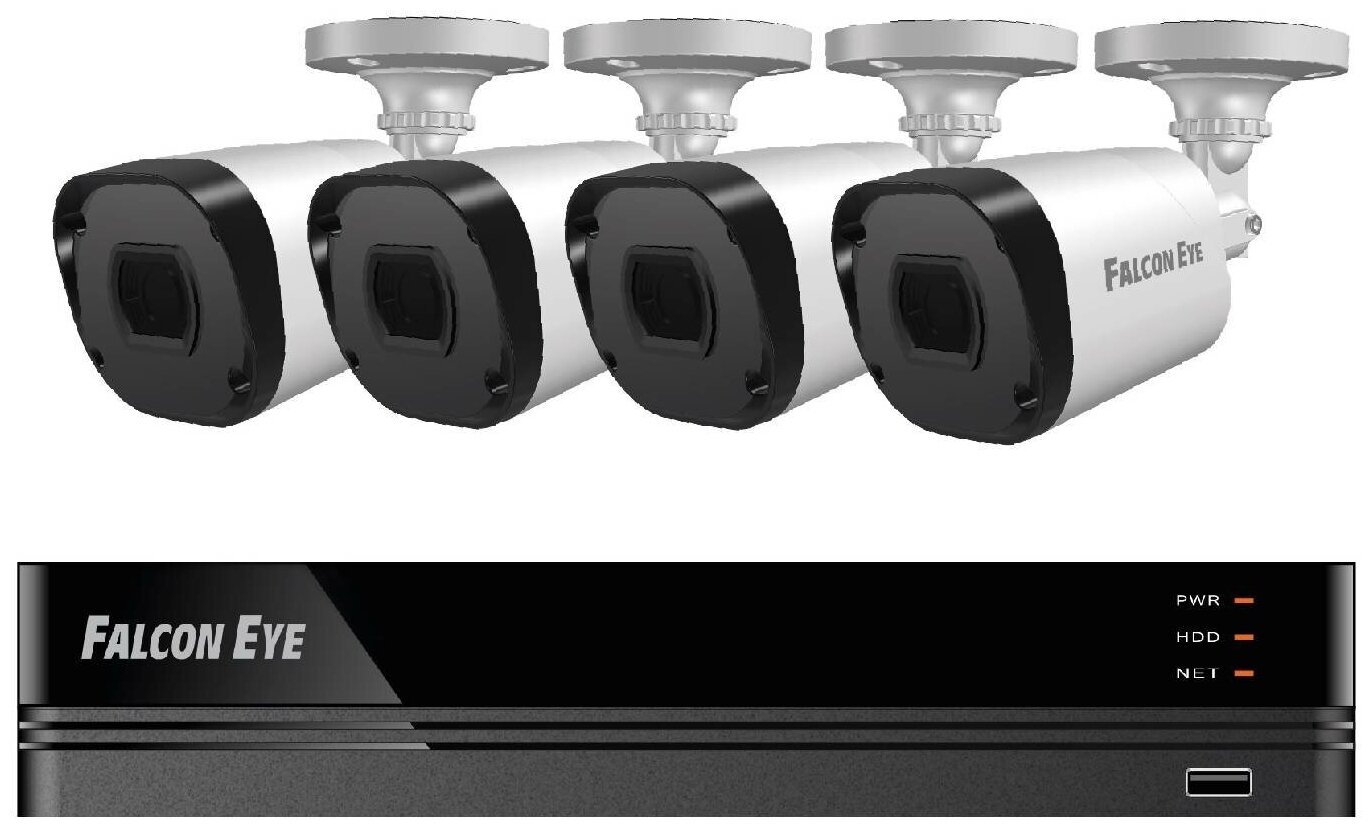 Комплект видеонаблюдения Falcon Eye FE-1108MHD KIT SMART 8.4 гибридный(AHD, TVI, CVI, IP, CVBS) регистратор; Видеовыходы: VGA; HDMI