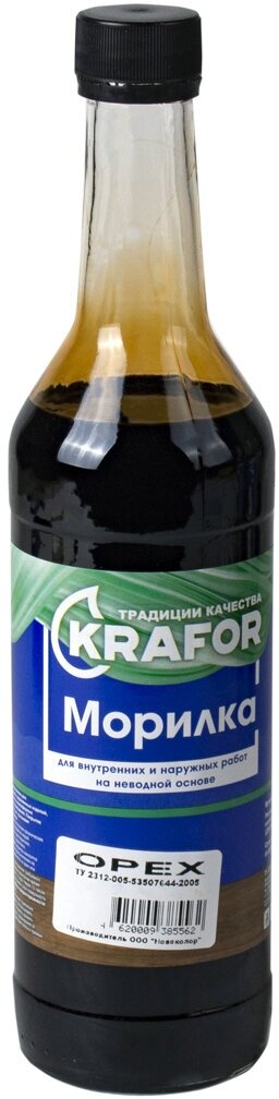 Морилка неводная Krafor, для тонирования и защиты деревянных изделий, 0,5 л, орех
