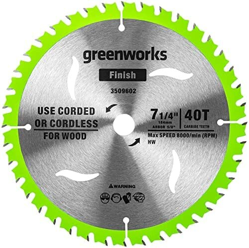 Пильный диск по дереву для циркулярной пилы GREENWORKS 184x1.75/1.13x20 мм 40T