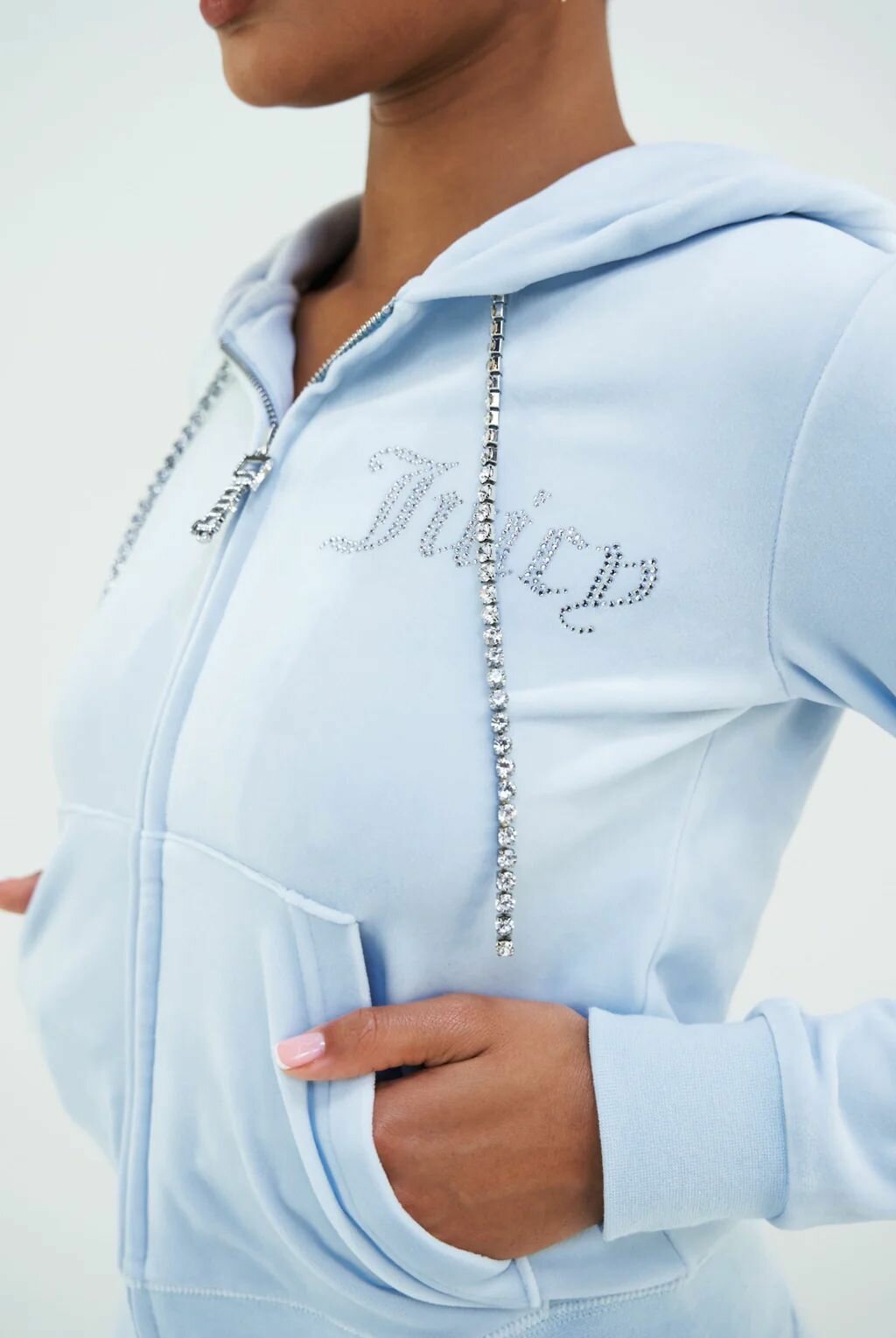 Велюровая толстовка с логотипом из страз Juicy Couture