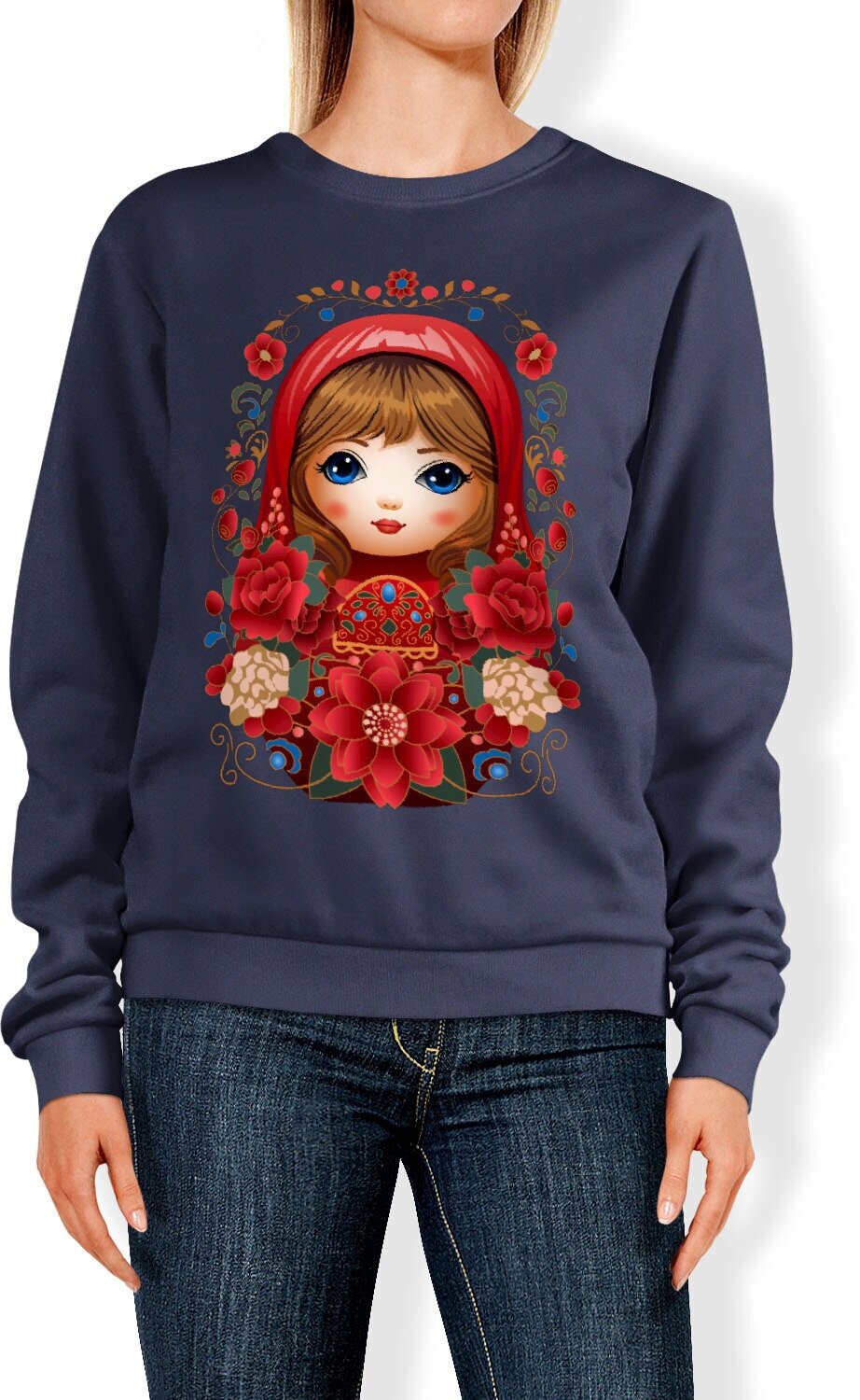 ROLY Женский свитшот «Матрешка с цветами Matryoshka»