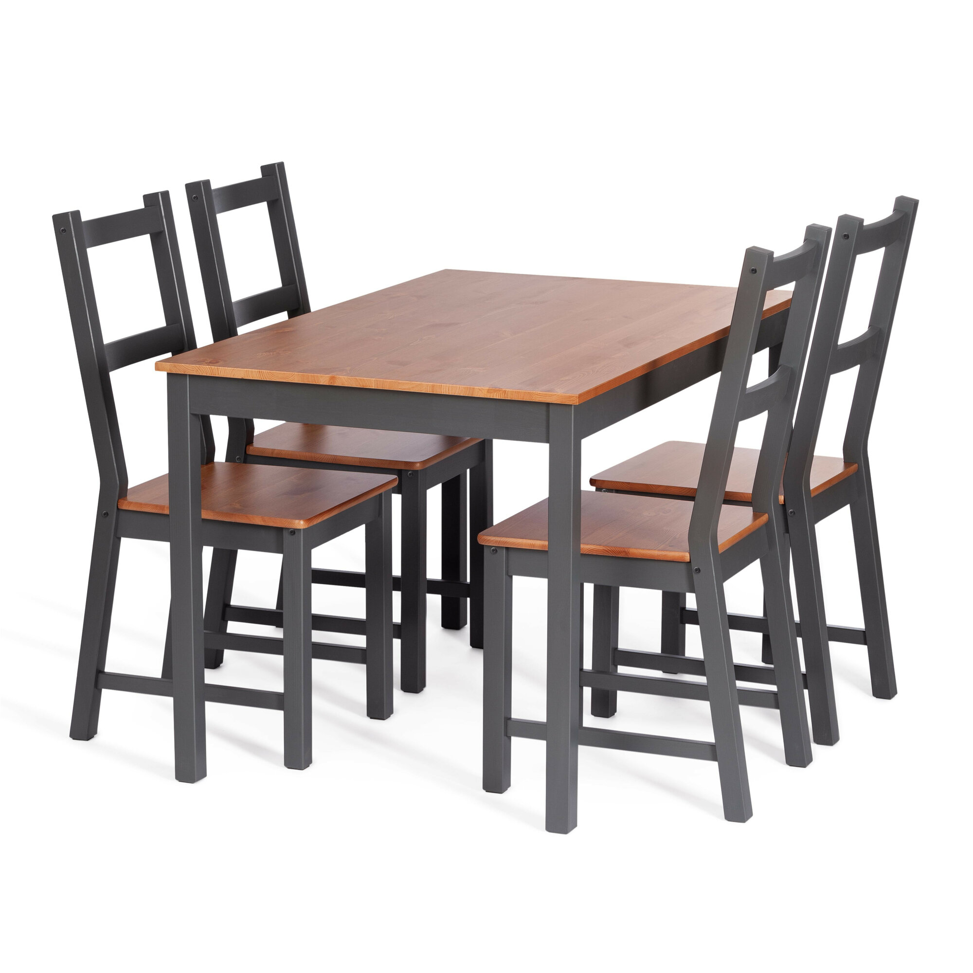 Обеденный комплект TetChair Соната (стол + 4 стула) / Sonata dining set массив сосны, стол: 120х75х73см стул :41х50х95см, антик /графит