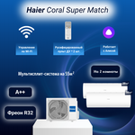 Мультисплит-система Haier Coral Super Match AS20PS1HRA-M + AS25PS1HRA-M + AS50PS1* / 5U90S2SS5FA на 3 комнаты 20+25+50 м2 - Изображение 2