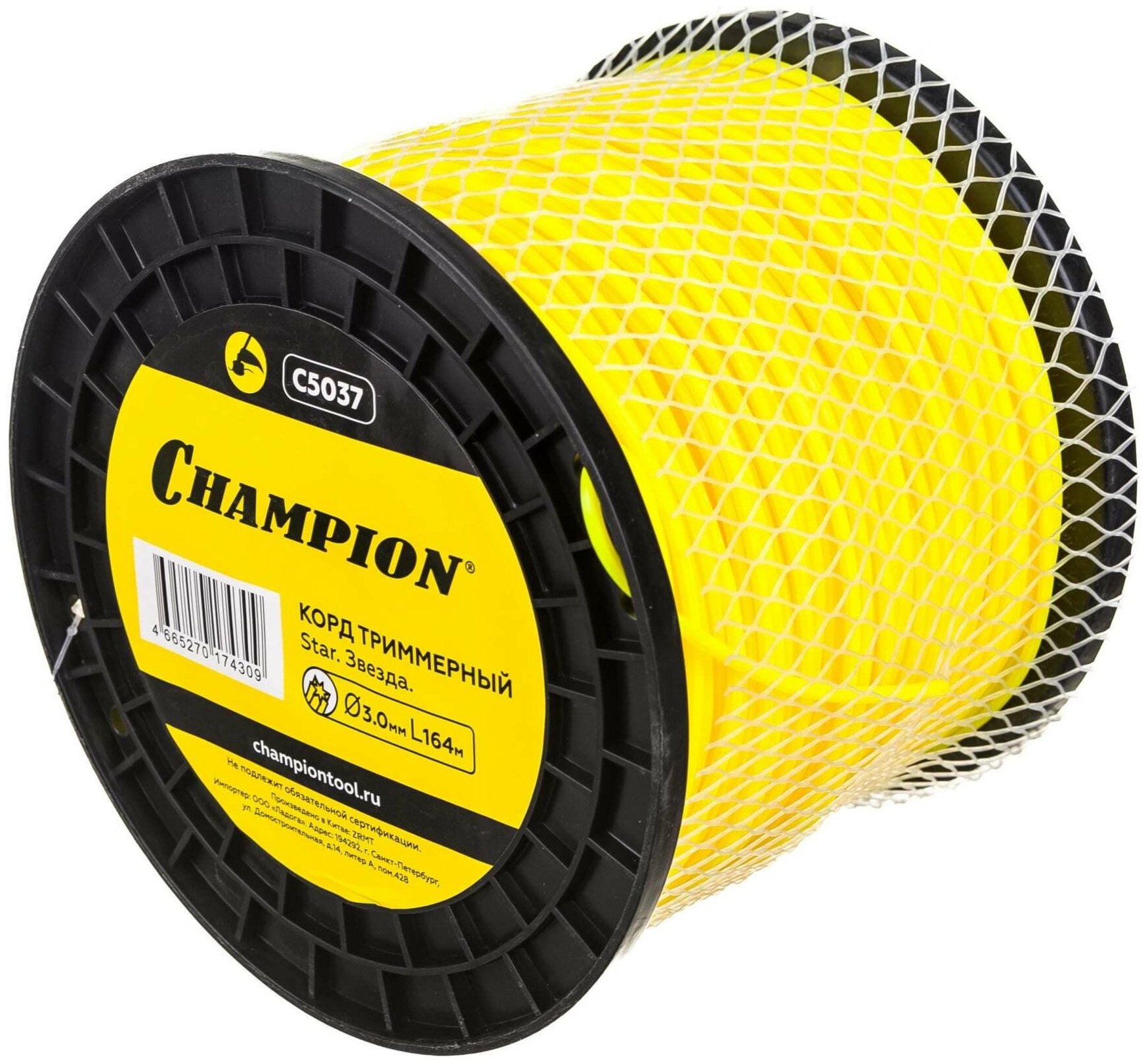Корд триммерный CHAMPION Star (3мм, 164м, звезда) + нож C5037