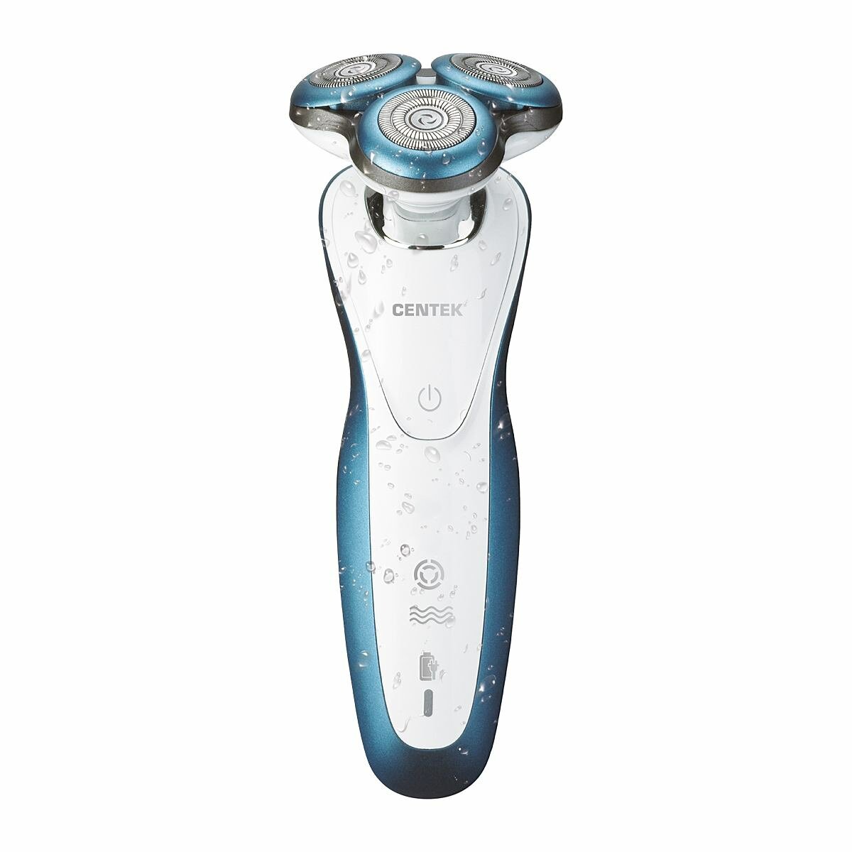 Бритва электрическая CENTEK CT-2163 (белый/синий, 3 плавающие головки, ротор, влажное бритье)