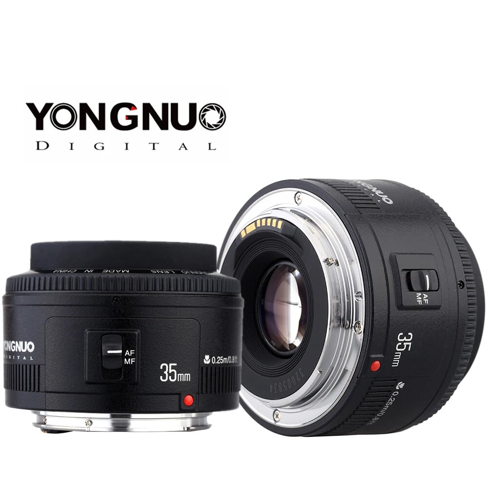 Объектив 35 мм Yongnuo F2.0, фотолинза широкоугольная, ручной и фиксированный автофокус, для Canon 600d, 60d, 5DII, 5D, 500D, 400D, 650D, 600D, 450D