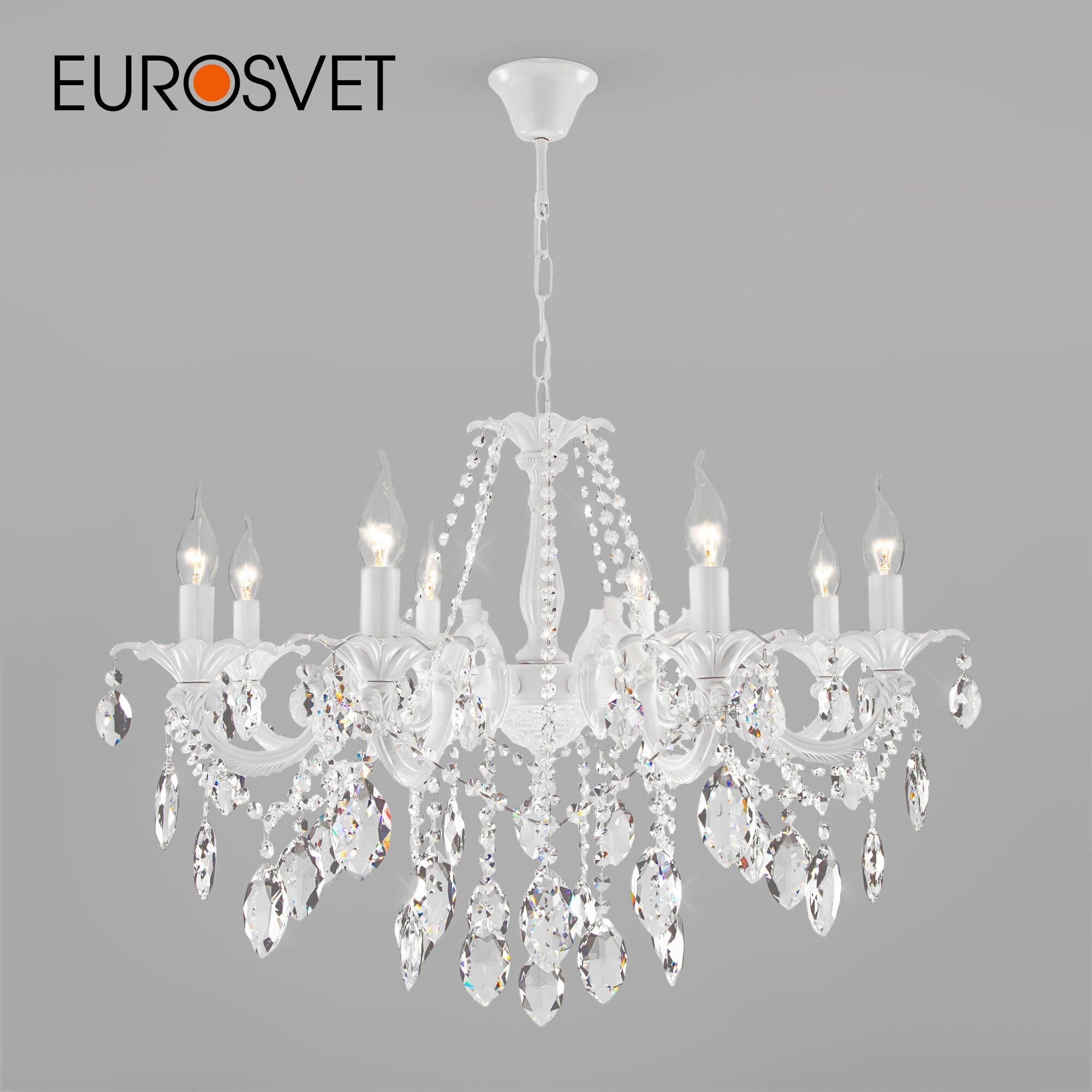 Люстра Eurosvet Veletta 10108/8 белый/прозрачный хрусталь Strotskis, E27