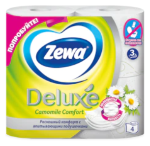 Туалетная бумага Zewa Deluxe Белая трёхслойная