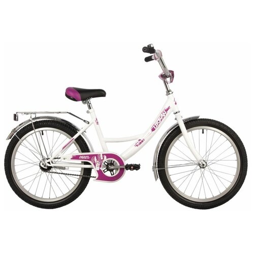 Велосипед NOVATRACK 20" URBAN белый, защ А-тип, тормоз нож, крылья и багаж хром, без доп колес