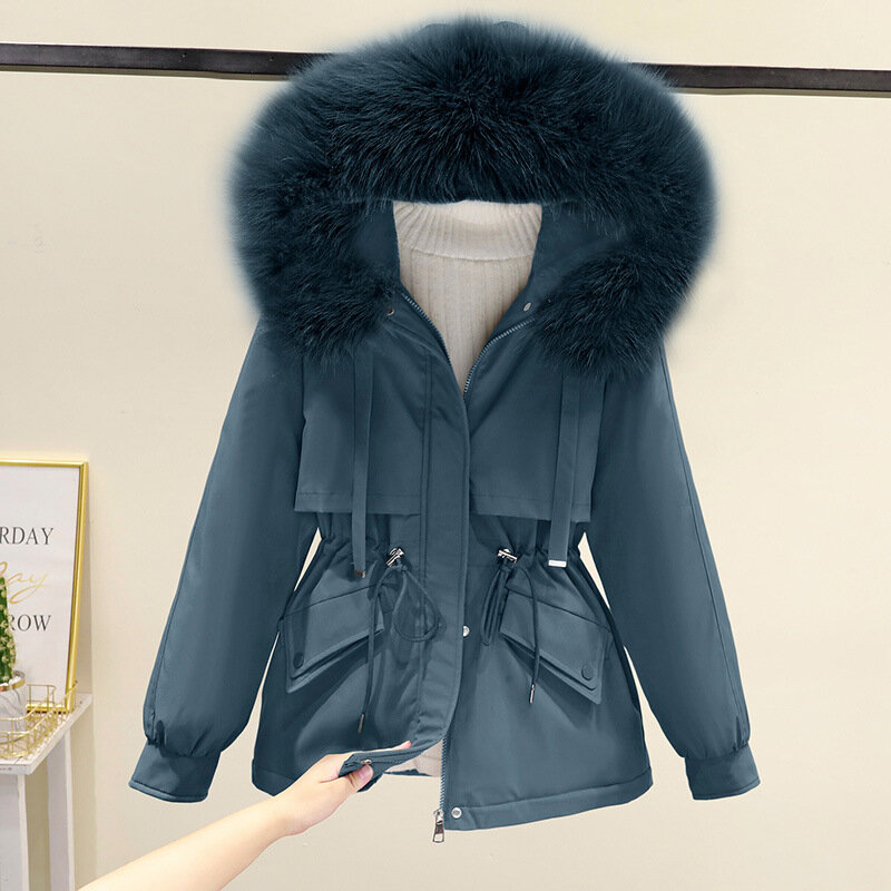 Куртка женская, с хлопковой подкладкой, искусственная, 3XL, цвет грейпфрутово-красный