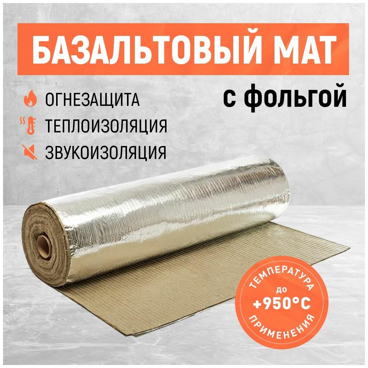 Базальтовый мат/одеяло с фольгой. Размер 3000*1200*5 мм.