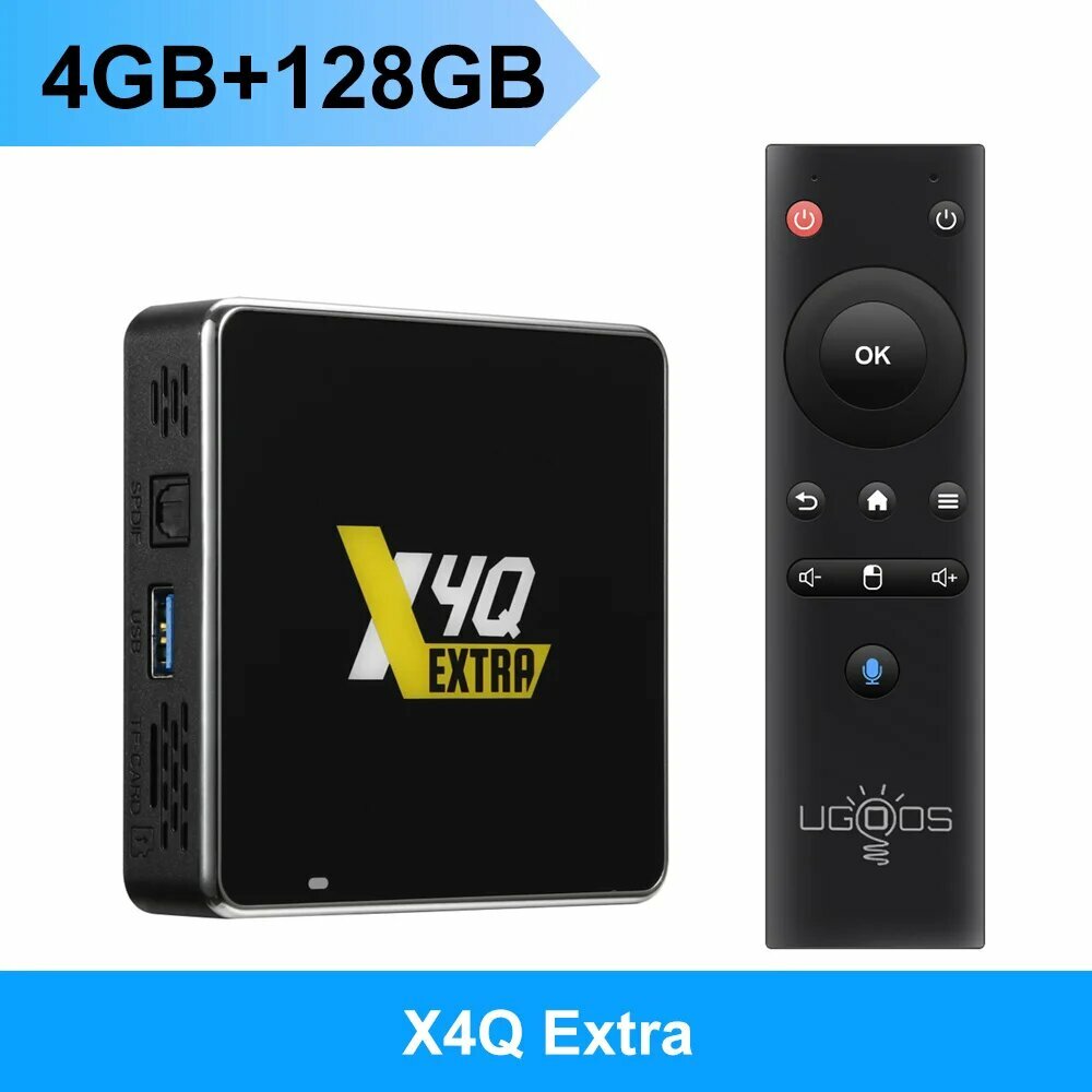 ТВ-приставка Ugoos X4Q Extra Plus Pro Cube Amlogic S905X4, Android 11,0, 4K, X4Q Extra, Европейская