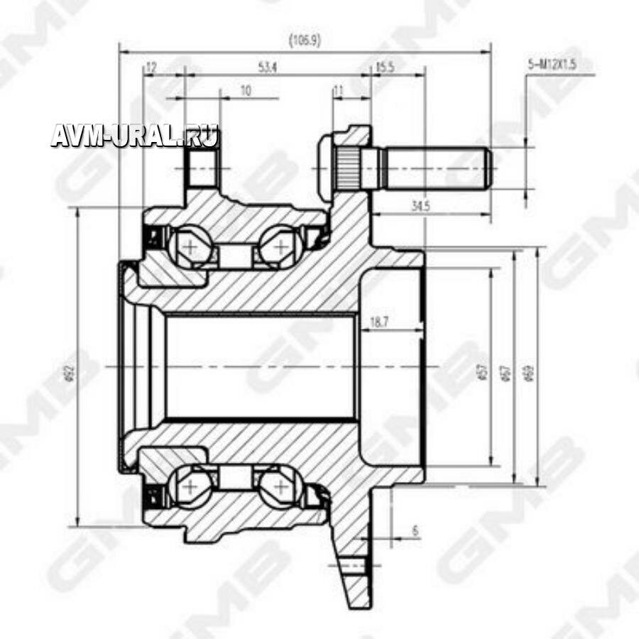 GH34870 Ступица GMB GH34870 Hyundai i40 1.6GDi/1.7CRDi/2.0GDi 08-