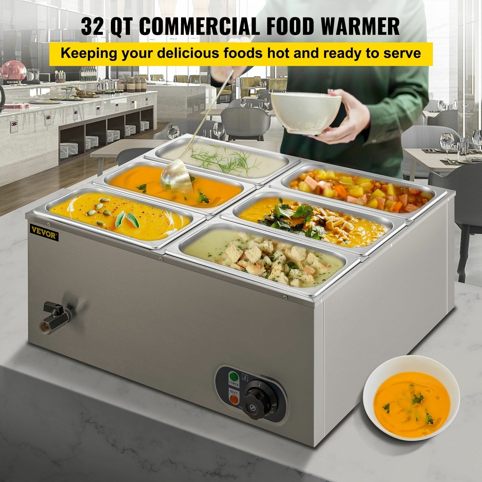 Мармит VEVOR с 6 кастрюлями