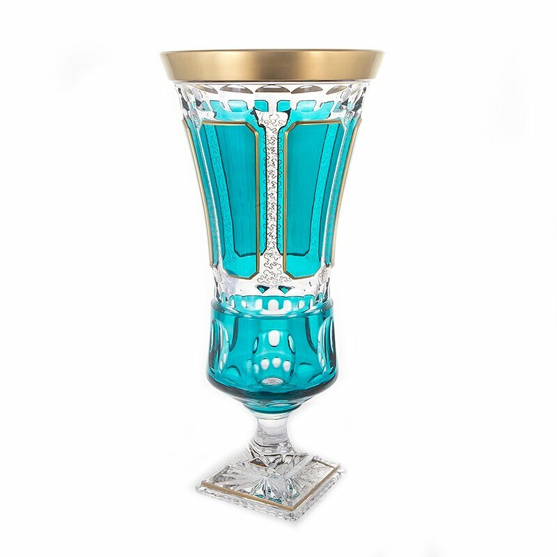 Arnstadt Crystal Ваза для цветов н/н 43см."Антик Бирюза"